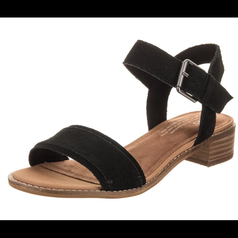 Toms Camilla Black Suede Sandals